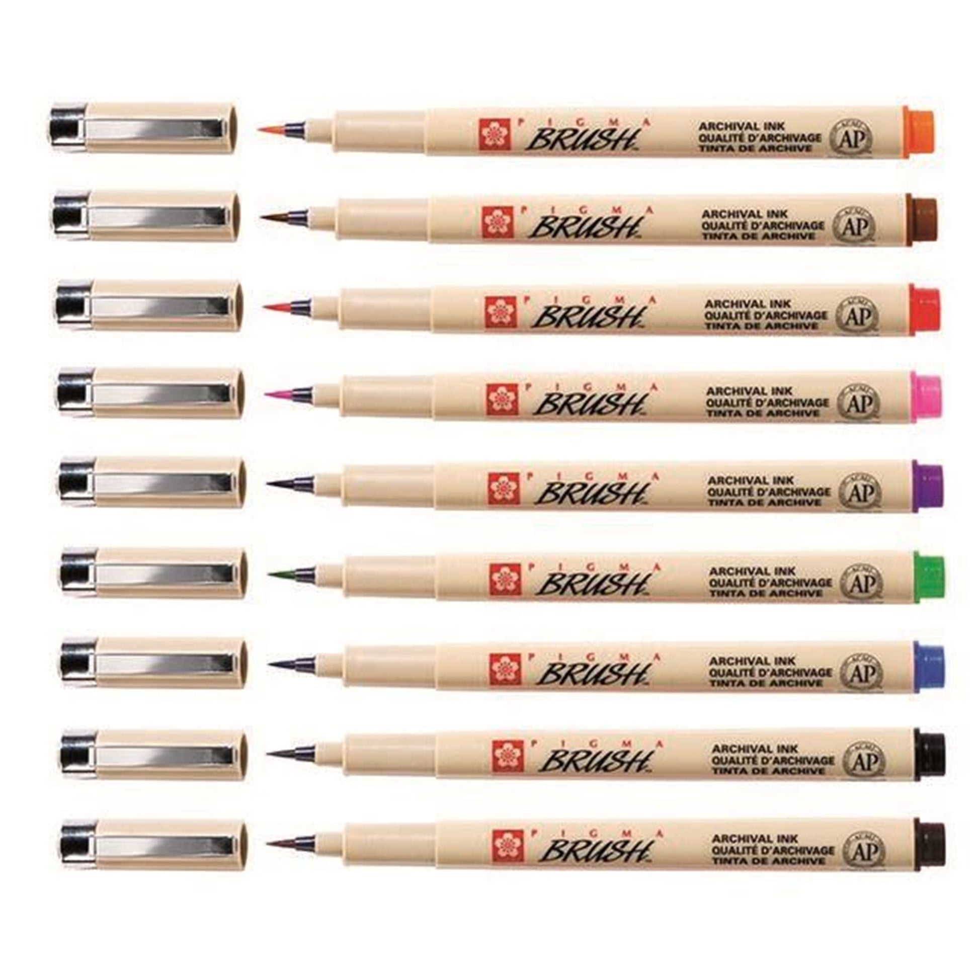 Sakura Pigma Pinselstift – Pinselspitze, 9 Farben