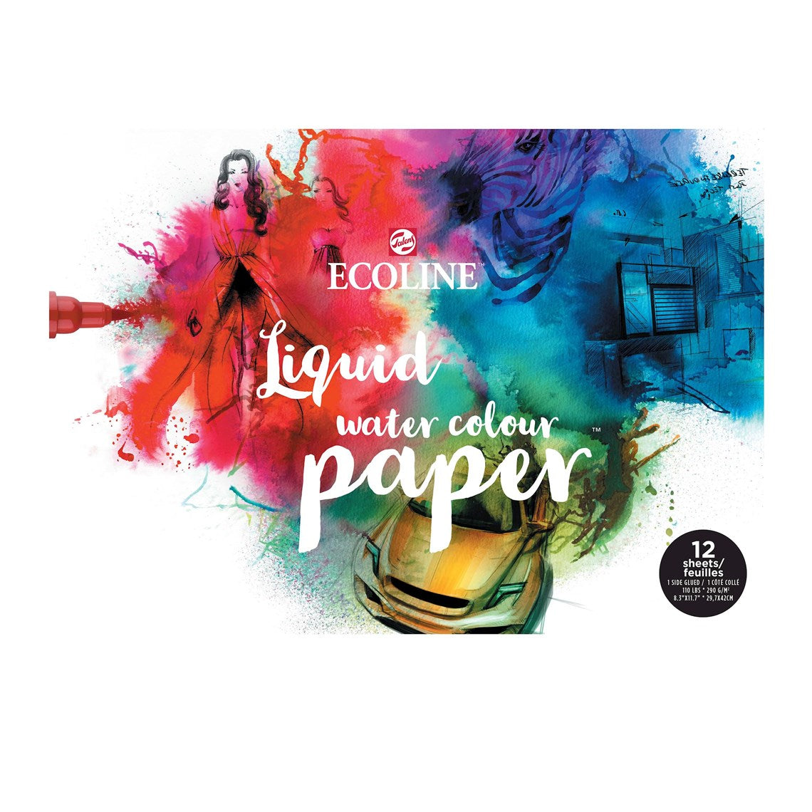 Talens Aquarellblock, Papier, 42 × 29,7 cm, Weiss, 12 Blatt