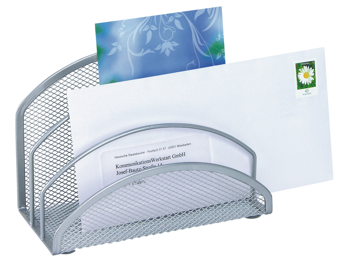 Wedo Office – Briefständer, 3 Fächer, Metall (Draht), Silber, 180 × 132 × 85 mm