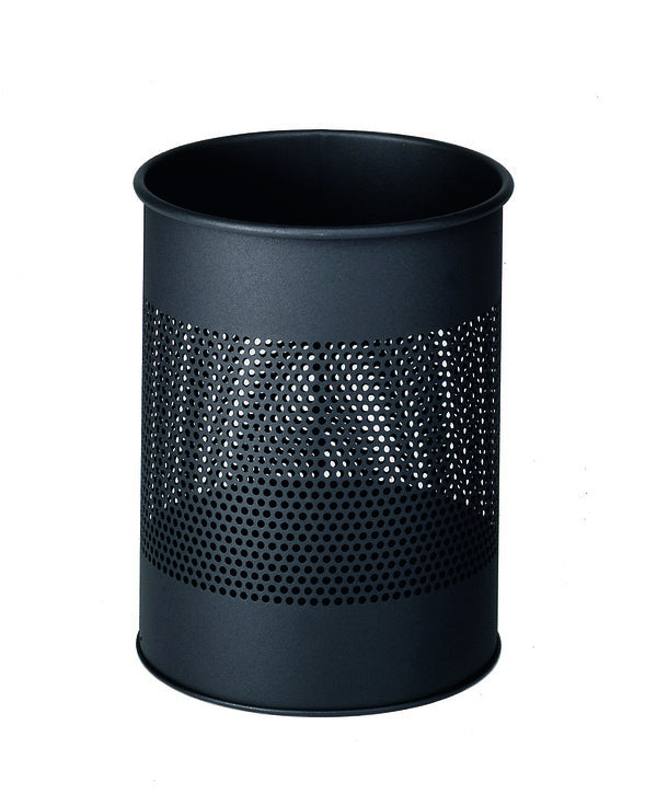 Durable Papierkorb – 15 l – Metall, Anthrazit – Ø 260 × H 315 mm