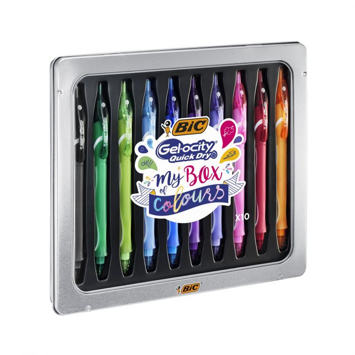 BIC Gel-ocity Quick Dry Gelschreiber 10er Set – 10 Farben, 0,7 mm, schnelltrocknend, Druck, nachfüllbar