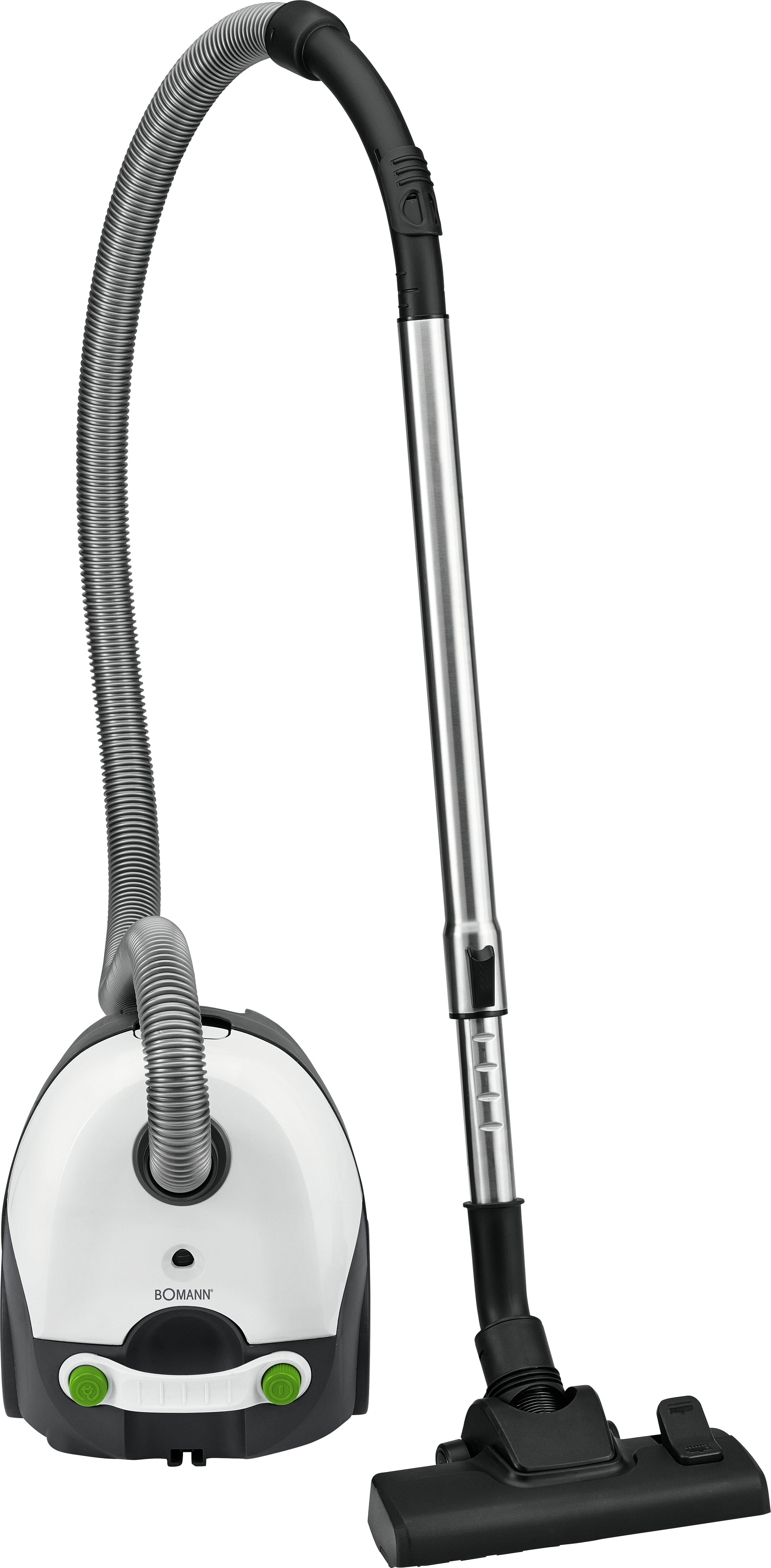 Bomann Bodenstaubsauger BS 9019 CB N – mit Beutel, 700 W, Weiss/Grau