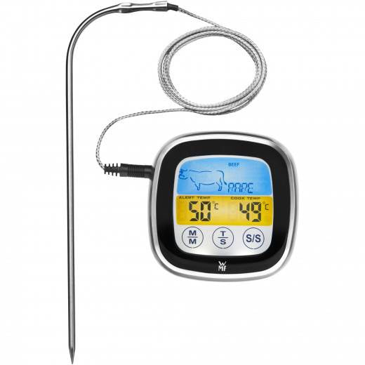 WMF Digitales Bratenthermometer – kabelgebunden, Messbereich −20 bis +250 °C – Cromargan, Silber