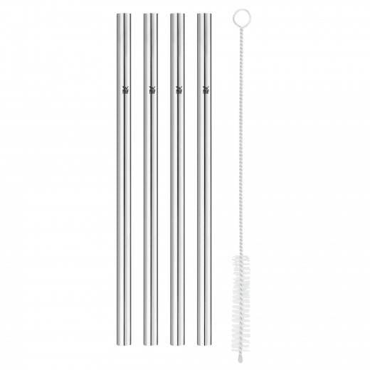 WMF Trinkhalme – 18 cm, Edelstahl (Cromargan), 6 Stk., inkl. Bürste