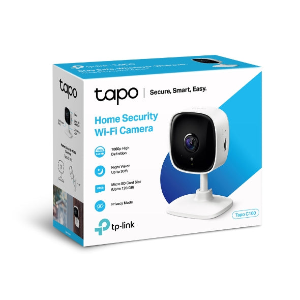 TP-Link Tapo C100 IP-Sicherheitskamera – 1080p, Nachtsicht 9 m, WLAN, für ONVIF, Weiss