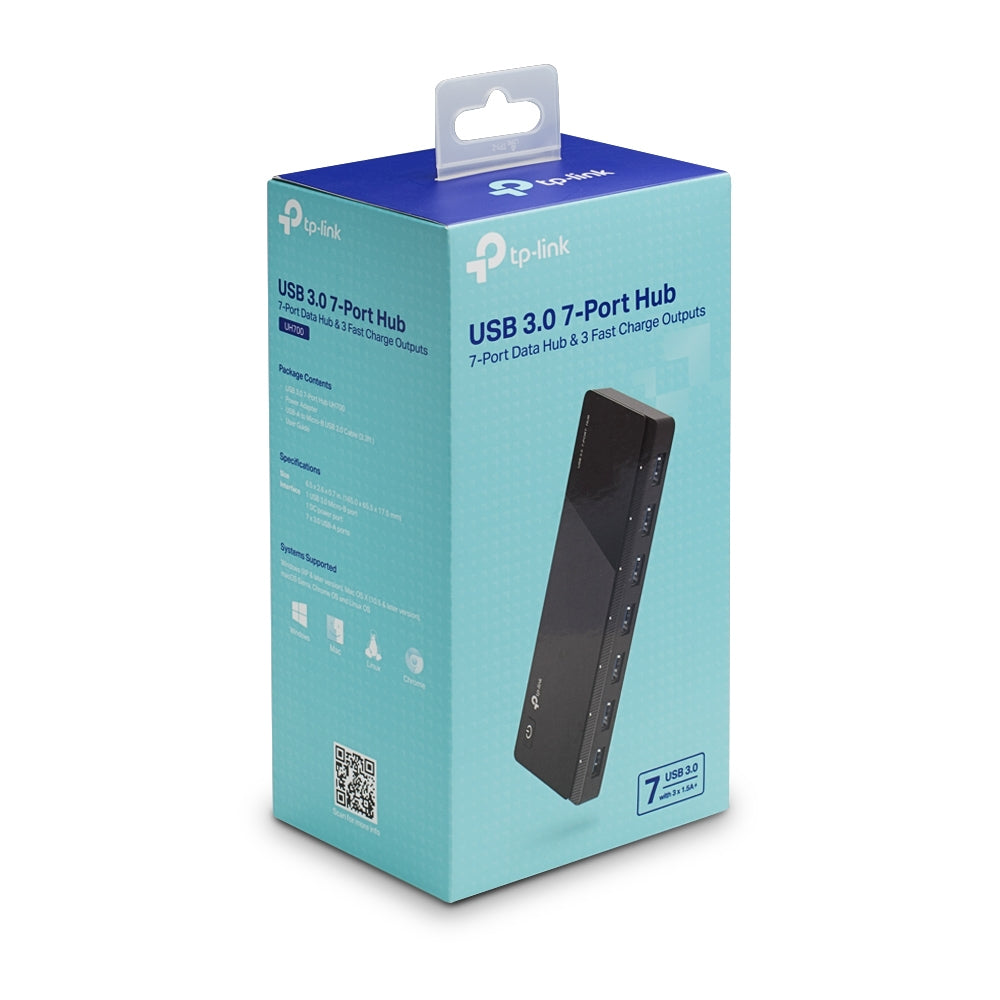 TP-Link UH700 V5.0 USB-Hub – USB Micro-B, 7× USB-A, für Windows/Mac/Linux