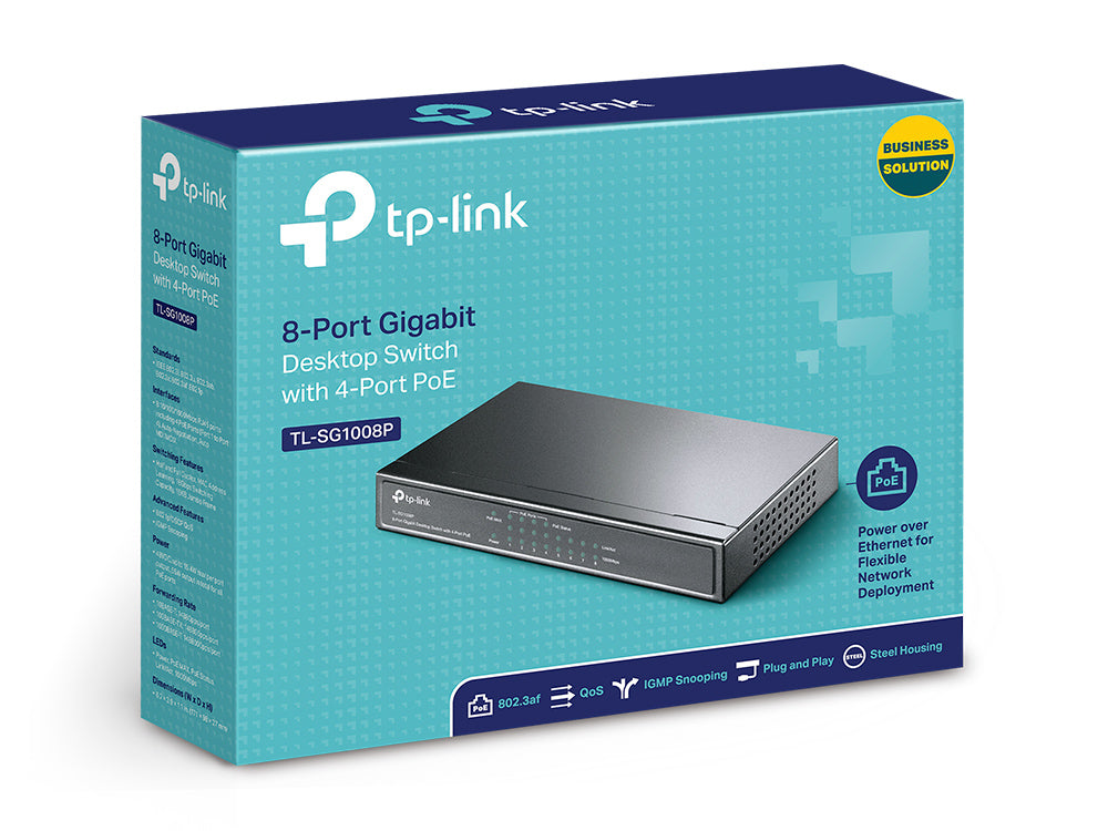 TP-Link TL-SG1008P – Switch (unmanaged) – 8×GbE, 4×PoE
