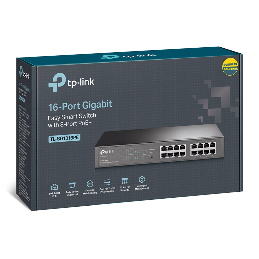 TP-Link TL-SG1016PE – Managed Switch – 16×GbE, L2, 8×PoE+ 110 W, 19" Rack