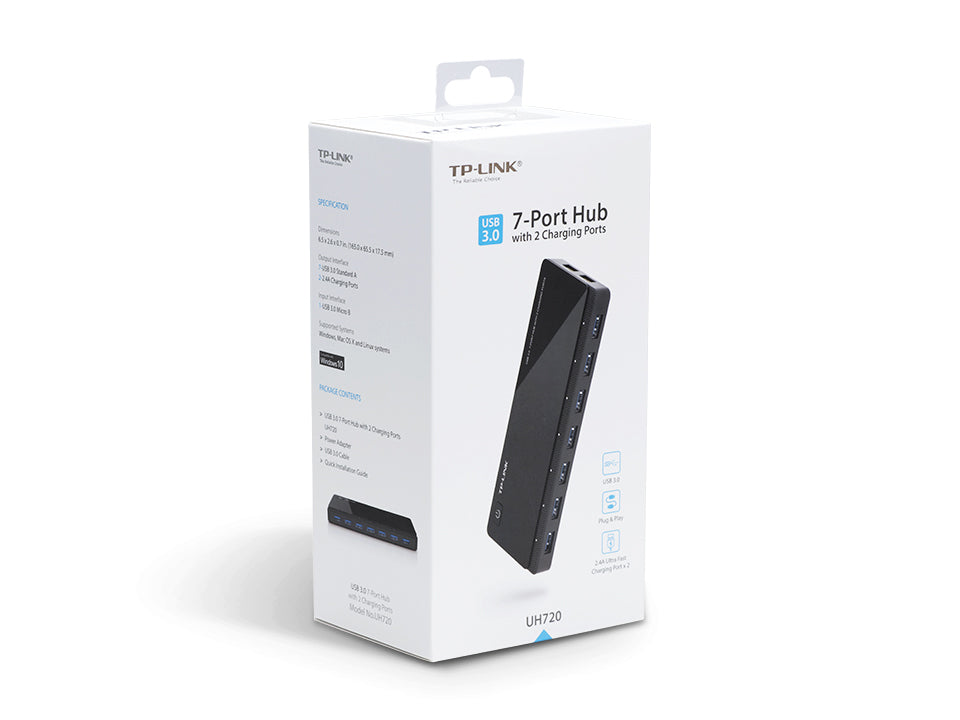 TP-Link UH720 USB-Hub – USB 3.0, 7× USB-A, für Windows/Mac/Linux