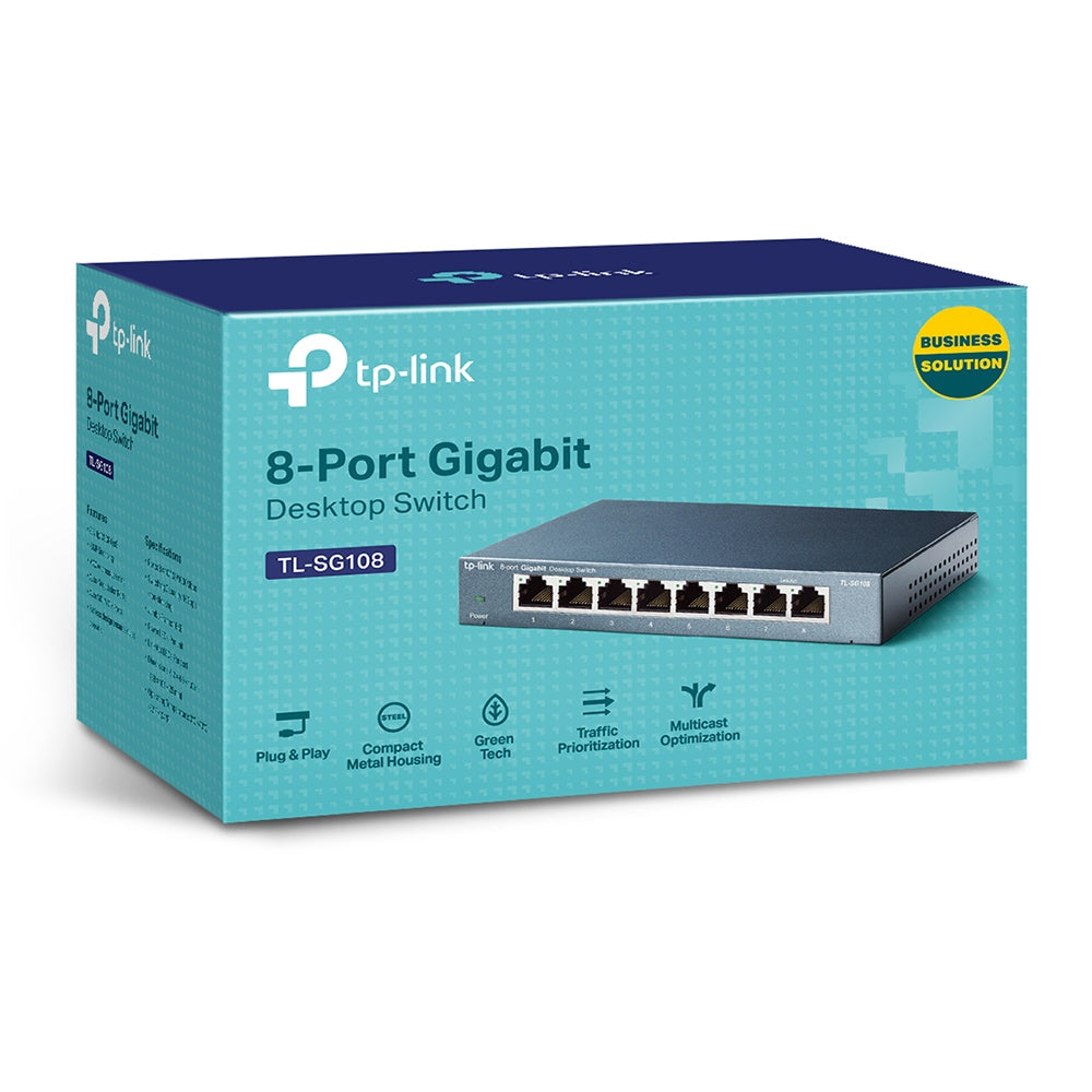 TP-Link TL-SG108 – Unmanaged L2 Switch – 8× 1G, Desktop, Metallgehäuse