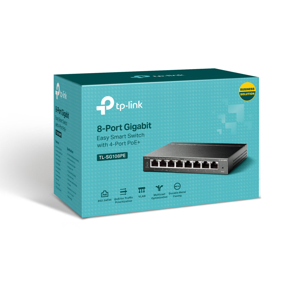 TP-Link TL-SG108PE – Managed Switch – 8×GbE, L2, PoE+ 55 W