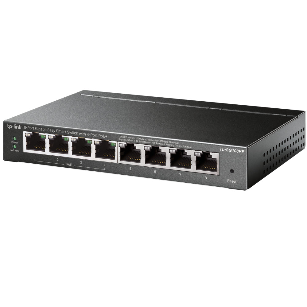 TP-Link TL-SG108PE – Managed Switch – 8×GbE, L2, PoE+ 55 W