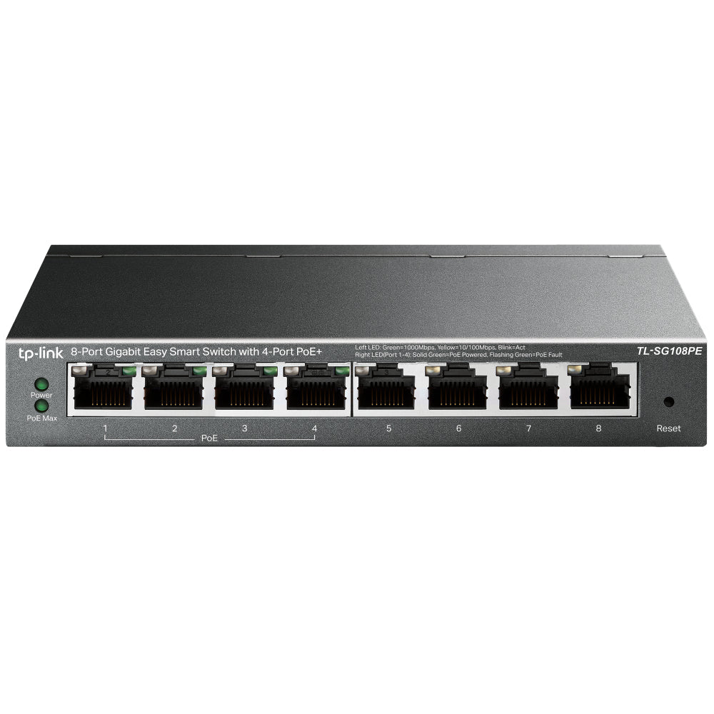 TP-Link TL-SG108PE – Managed Switch – 8×GbE, L2, PoE+ 55 W