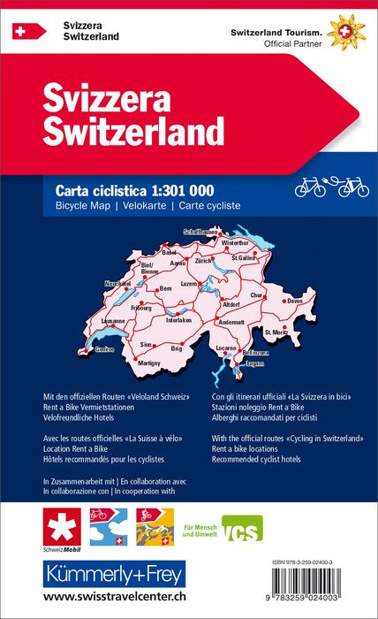 Hallwag Kümmerly+Frey Politische Karte Schweiz – wasser- und reissfest – 1:301'000 – mehrfarbig