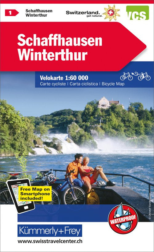 Hallwag Kümmerly+Frey Velokarte Schaffhausen–Winterthur – 1:60'000 – Mehrfarbig