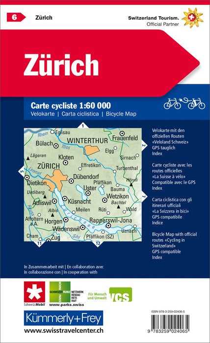 Hallwag Kümmerly+Frey Velokarte Schweiz – 1:60'000 – Mehrfarbig
