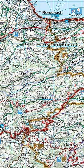 Hallwag Kümmerly+Frey Velokarte St. Gallen–Appenzell–Toggenburg – 1:60'000