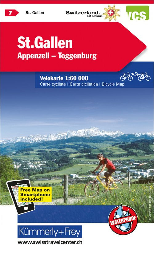 Hallwag Kümmerly+Frey Velokarte St. Gallen–Appenzell–Toggenburg – 1:60'000