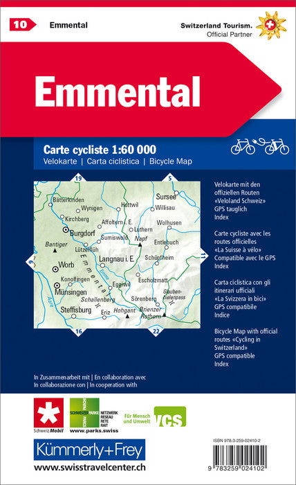 Hallwag Kümmerly+Frey Velokarte Emmental – wasser- und reissfest – 1:60'000 – mehrfarbig