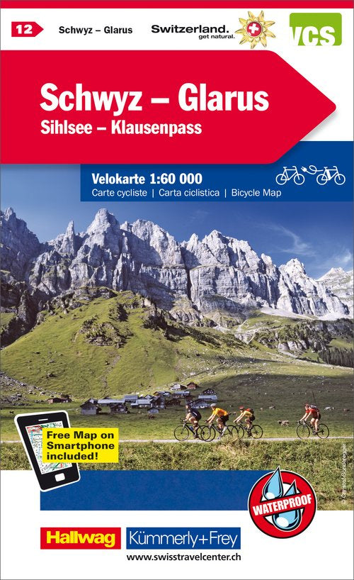 Hallwag Kümmerly+Frey Velokarte Schwyz-Glarus-Klausen – 1:60'000