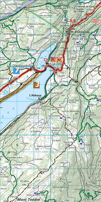 Hallwag Kümmerly+Frey Velokarte Lausanne-Vallée Joux – 1:60'000 – Schweiz, mehrfarbig, wasser- und reissfest