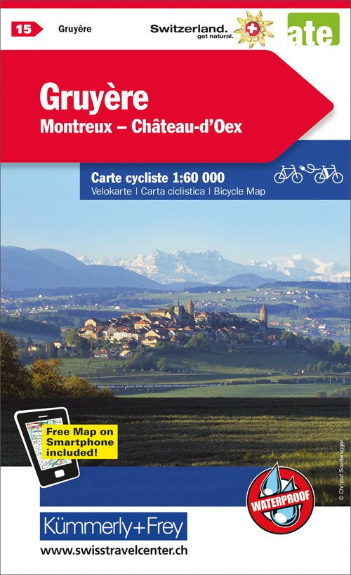 Hallwag Kümmerly+Frey Velokarte Gruyère–Montreux–Château d'Oex – 1:60'000 – Schweiz – Wasser- und Reissfest