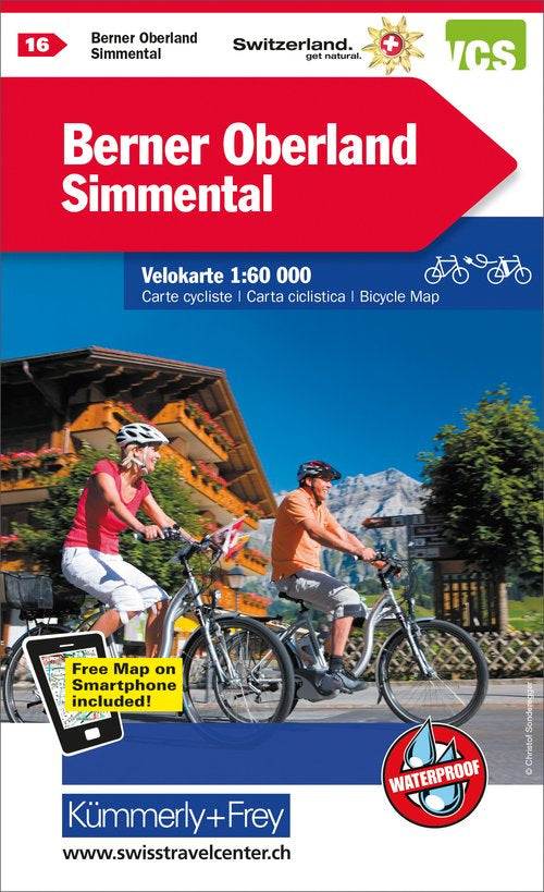 Hallwag Kümmerly+Frey Velokarte BE Oberland-Simmental – wasser- und reissfest – 1:60'000 – mehrfarbig