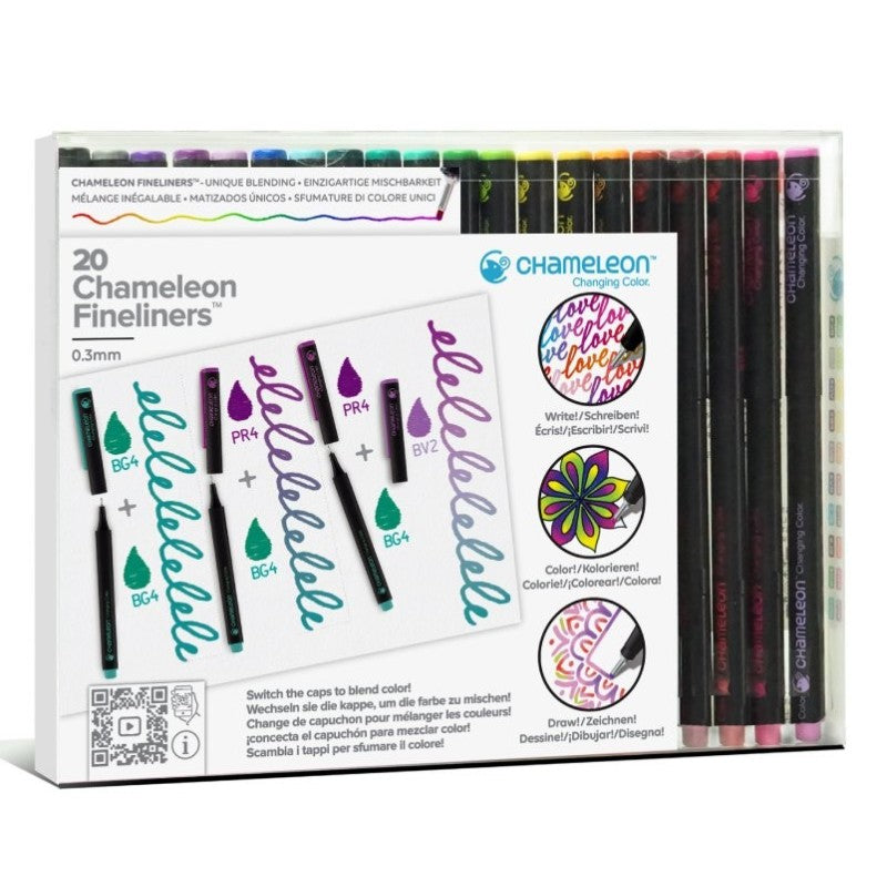 Chameleon FL2001 Fineliner Set – 20 Stk., 0,3 mm, sortiert