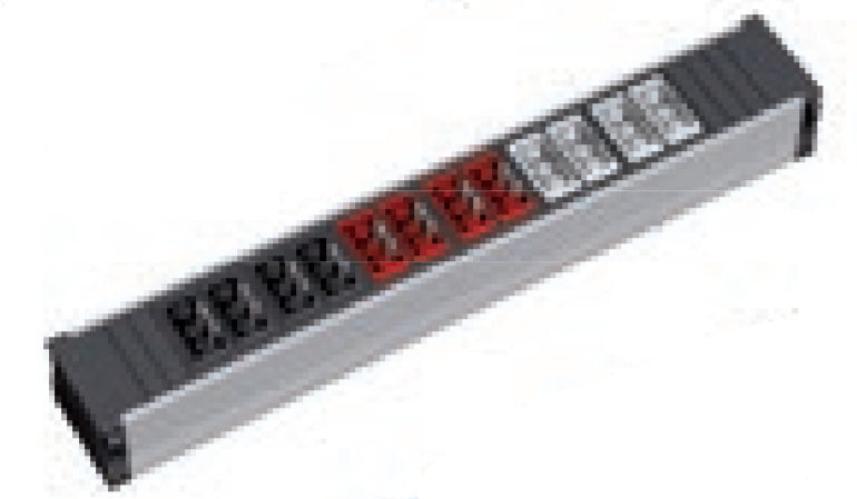 Bachmann Steckdosenleiste (4×GST18 schwarz + 4×GST18 rot + 4×GST18 grau), Eingang 3×GST18, 356×75×75 mm
