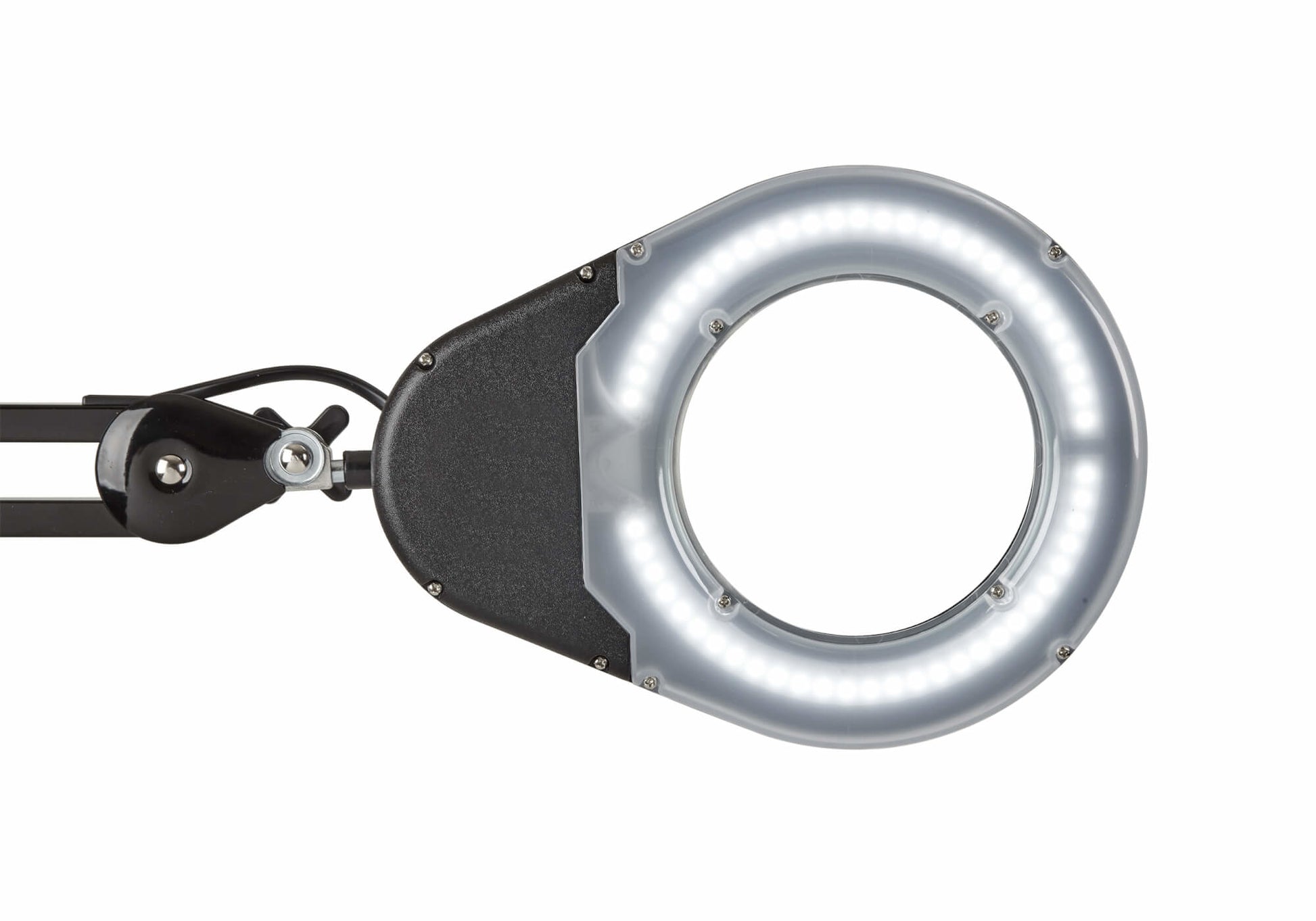 MAUL Leuchtlupe – 1,75× – Ø 127 mm – mit LED, schwarz, Klemmfuss (Klemmweite 65 mm)