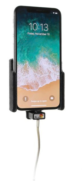 Brodit Kabelhalter mit Lightning-Adapter – Spezialzubehör – Schraubbefestigung, Auto – für Apple – schwarz