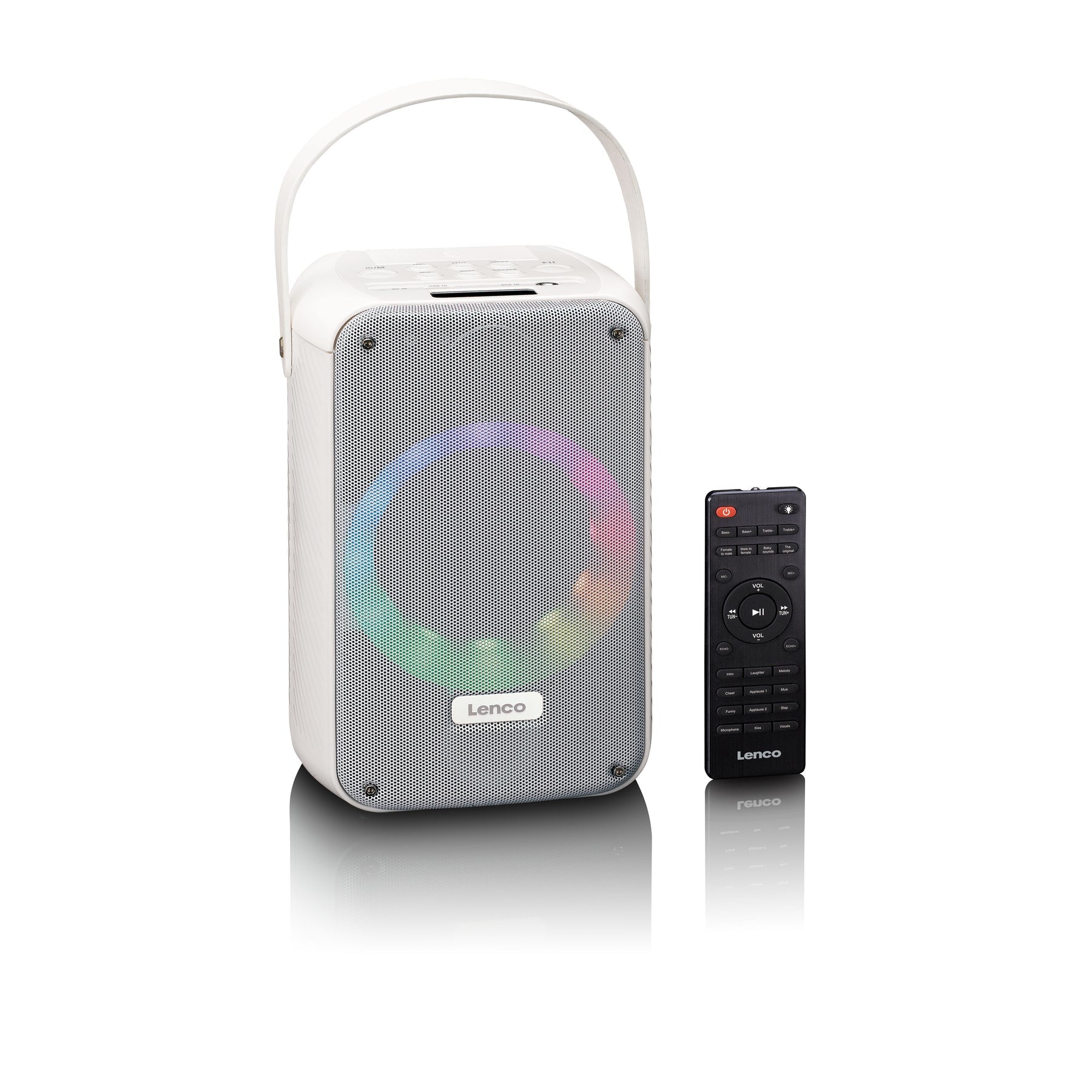 Lenco BTC-060WH – Bluetooth-Lautsprecher – 20 W, 12 h Akku, mit drahtlosem Mikrofon, Weiss