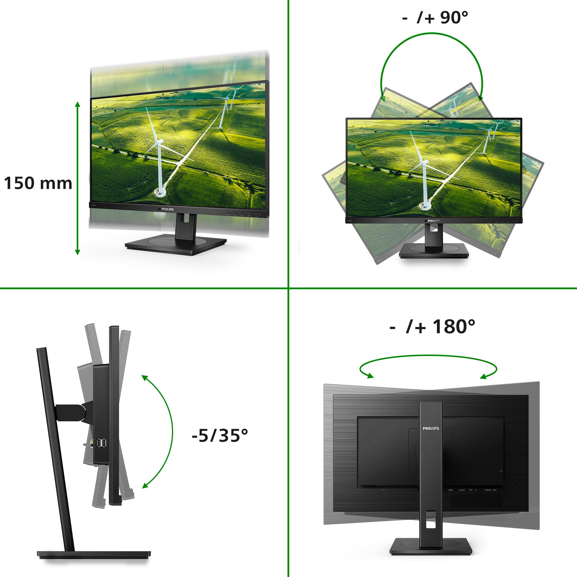 Philips 272B1G/00 – Monitor, 27", 1920 × 1080 (Full HD), IPS, 75 Hz, 250 cd/m², VESA 100 × 100, Schwarz