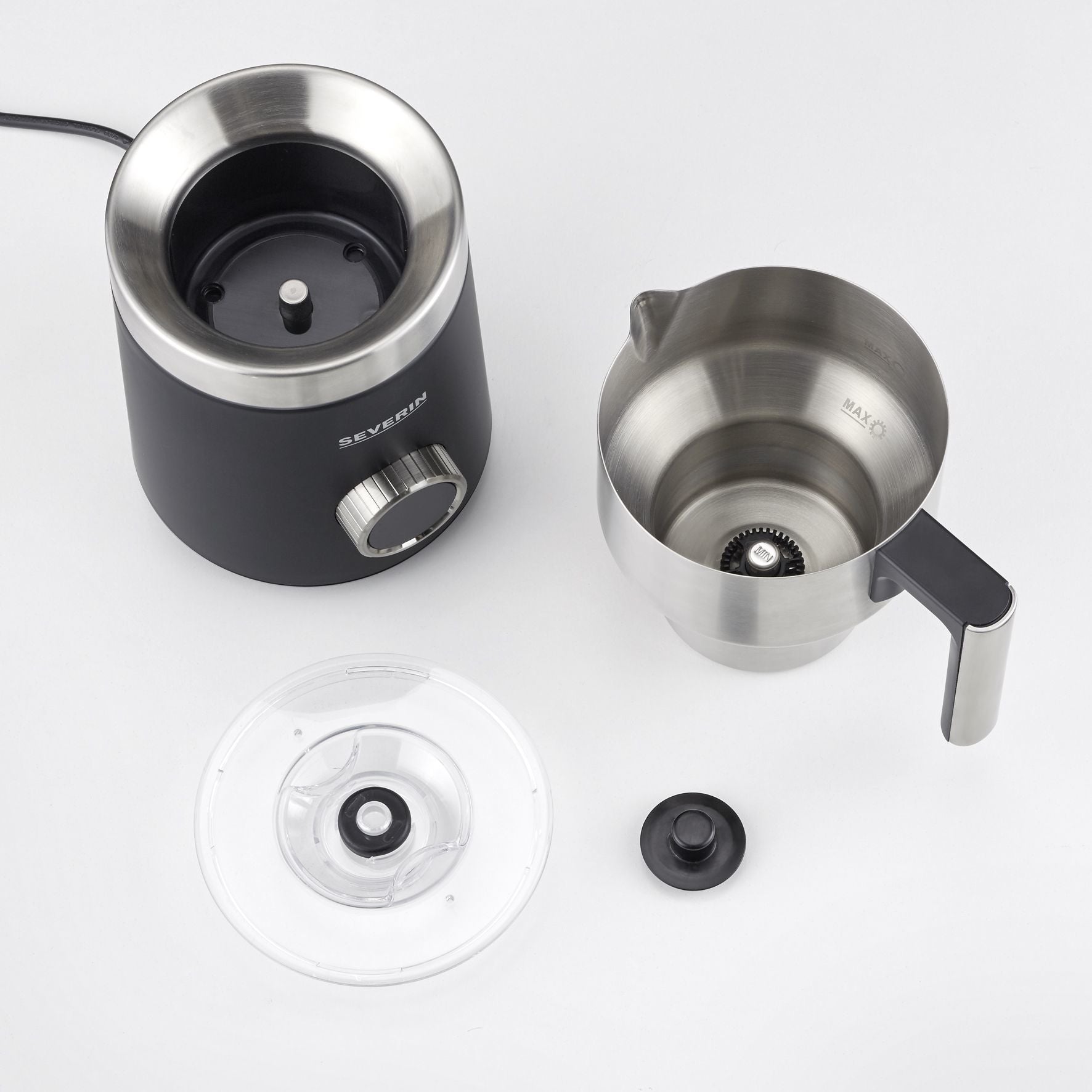 Severin Milchaufschäumer Spuma 700 Plus – 700 ml, 500 W, spülmaschinenfest – schwarz/edelstahl