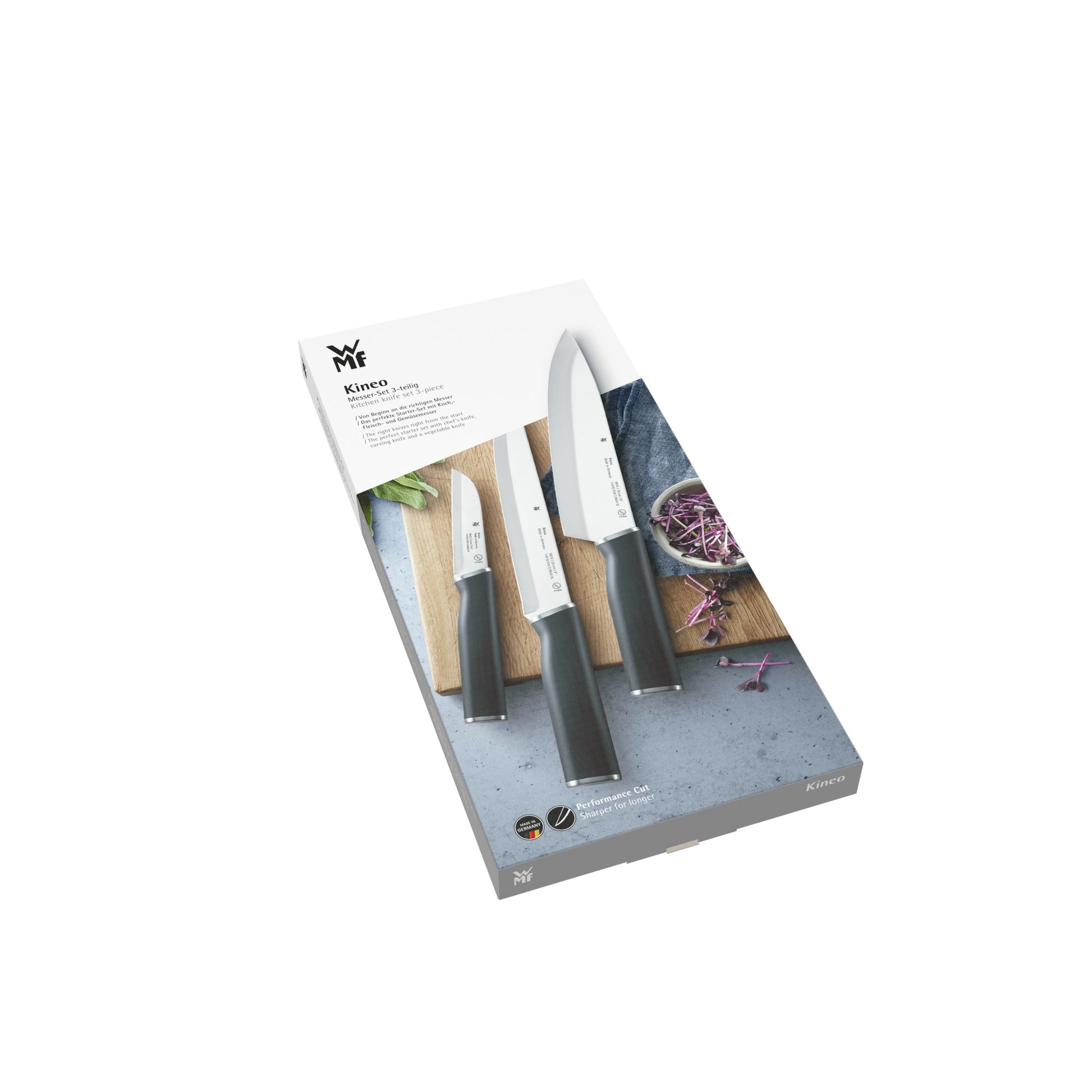 WMF Kineo – Messerset 3-teilig, 18 cm Klinge, Cromargan (Edelstahl), Kunststoffgriff, schwarz