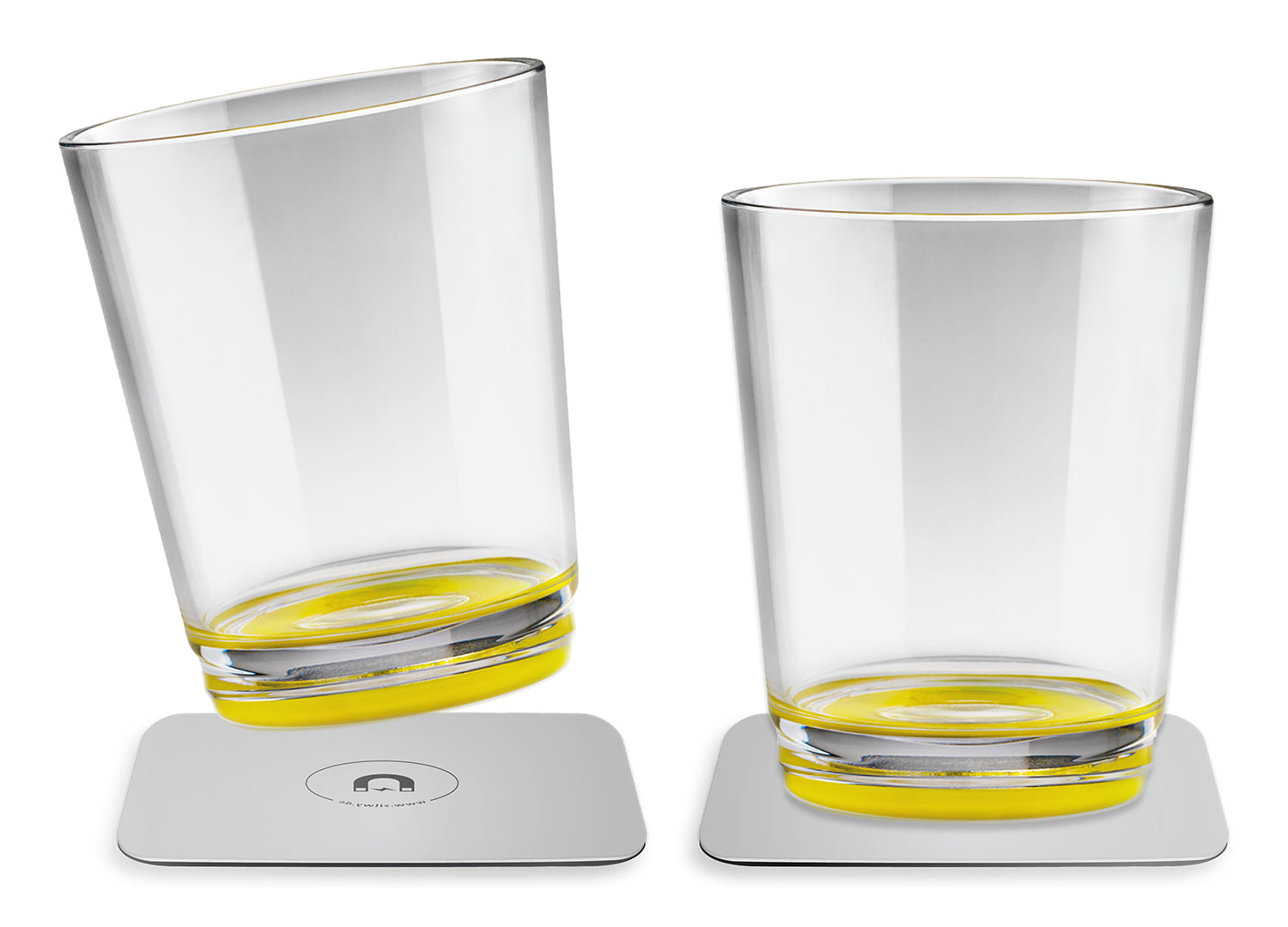 Silwy Trinkbecher S025-0505-2 – 2er Set, 250 ml, Ø 8,2 cm, H 10,0 cm, Kunststoff (Tritan), Transparent/Gelb