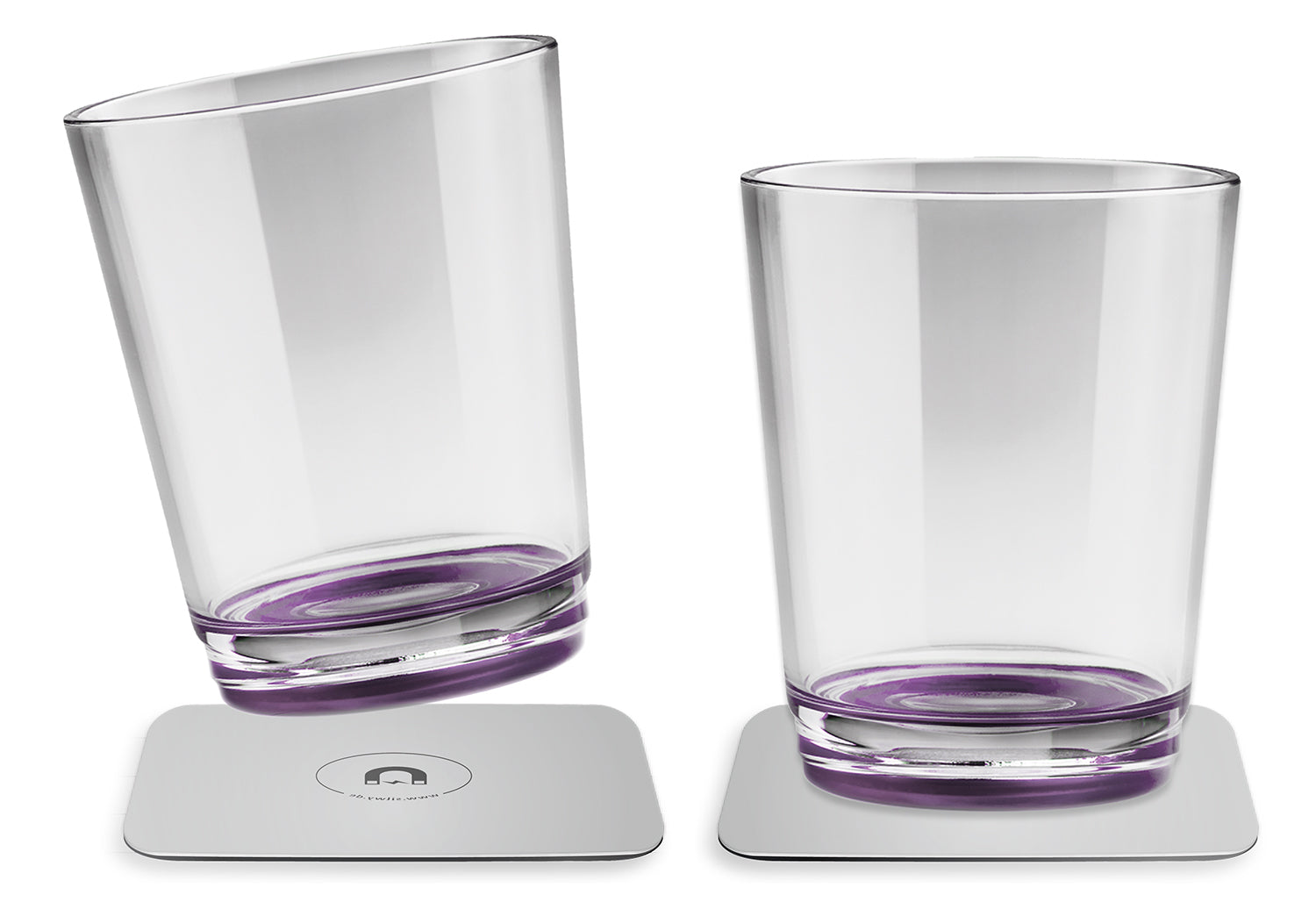 Silwy Becher – 2er Set, 250 ml, Ø 8,2 cm × H 10,0 cm, Kunststoff (Tritan), Rosa, mit Unterteller