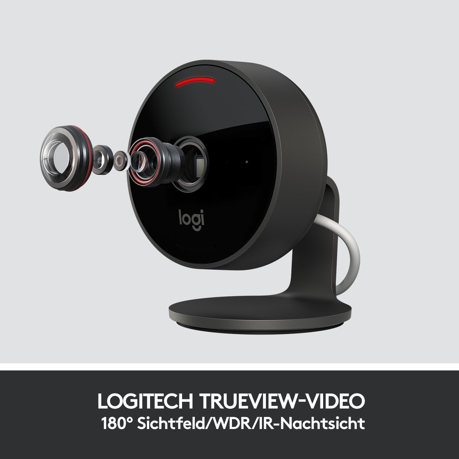 Logitech Circle View Sicherheitskamera – 1080p, Reichweite 5 m, IP64, Graphit
