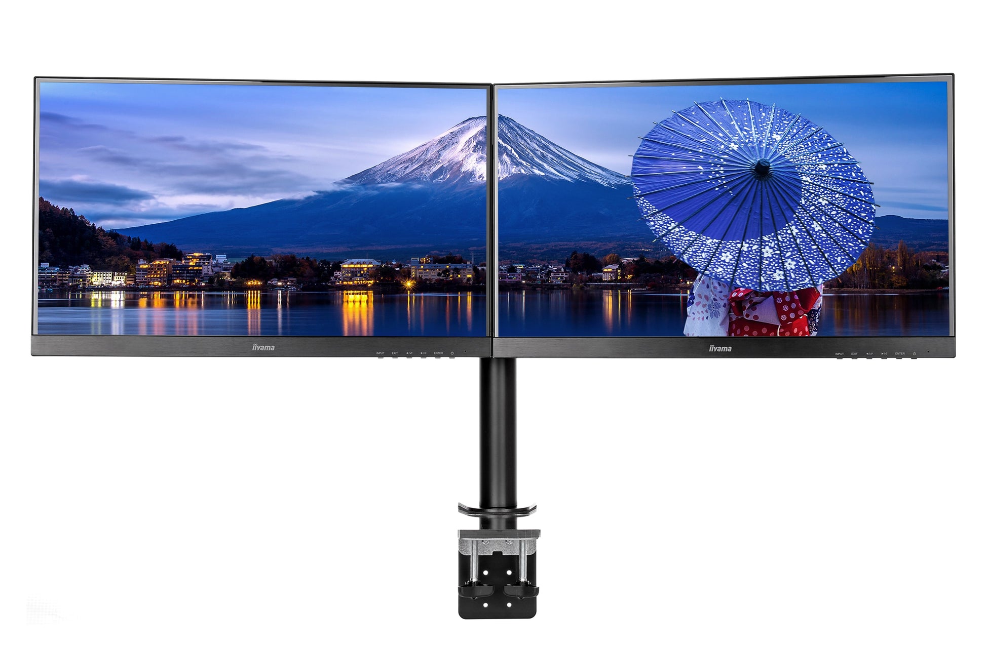 iiyama Monitorarm, Dual, Tischklemme, bis 30", VESA 100 × 100 mm, 10 kg