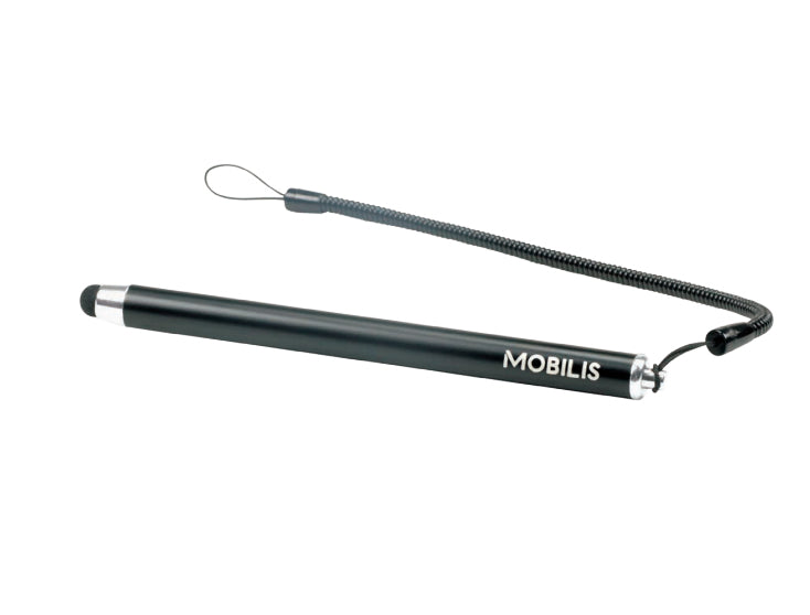 Mobilis Eingabestift für kapazitive Touchscreens – mit Spiralkordel, 10er Pack – Schwarz