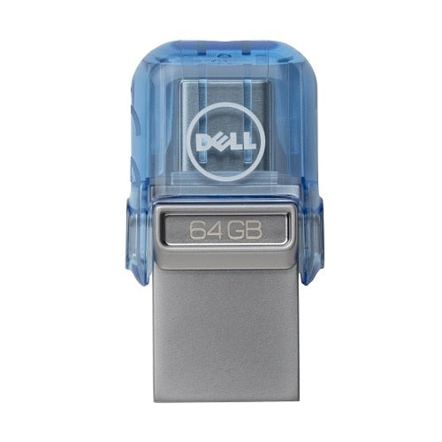 DELL AB135418 – 64 GB USB-Stick, USB Type-A/Type-C, USB 3.2 Gen 1 (3.1 Gen 1), 100/15 MB/s, Drehring, Blau/Silber