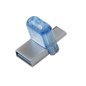 DELL AB135418 – 64 GB USB-Stick, USB Type-A/Type-C, USB 3.2 Gen 1 (3.1 Gen 1), 100/15 MB/s, Drehring, Blau/Silber