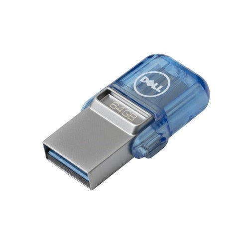 DELL AB135418 – 64 GB USB-Stick, USB Type-A/Type-C, USB 3.2 Gen 1 (3.1 Gen 1), 100/15 MB/s, Drehring, Blau/Silber