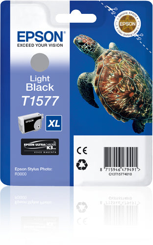 Epson T1577XL Foto-Schwarz Tintenpatrone (Original) – 23'000 Seiten – für Stylus Photo R3000 – C13T15774010