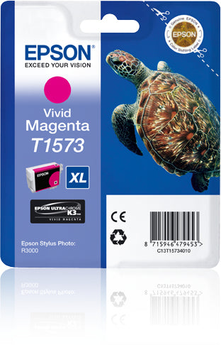 Epson T1573XL Magenta Tintenpatrone (Original) – 2'300 Seiten – für Epson Stylus Photo R3000 – C13T15734010