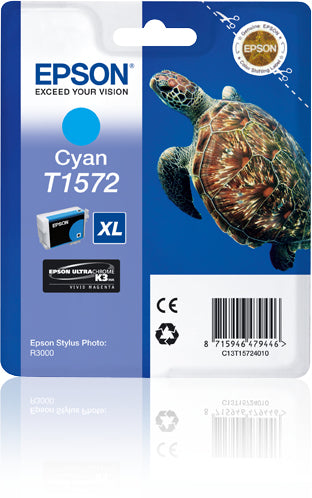 Epson Tintenpatrone T1572, cyan, 25,9 ml – für Tintenstrahldrucker und Multifunktionsgeräte
