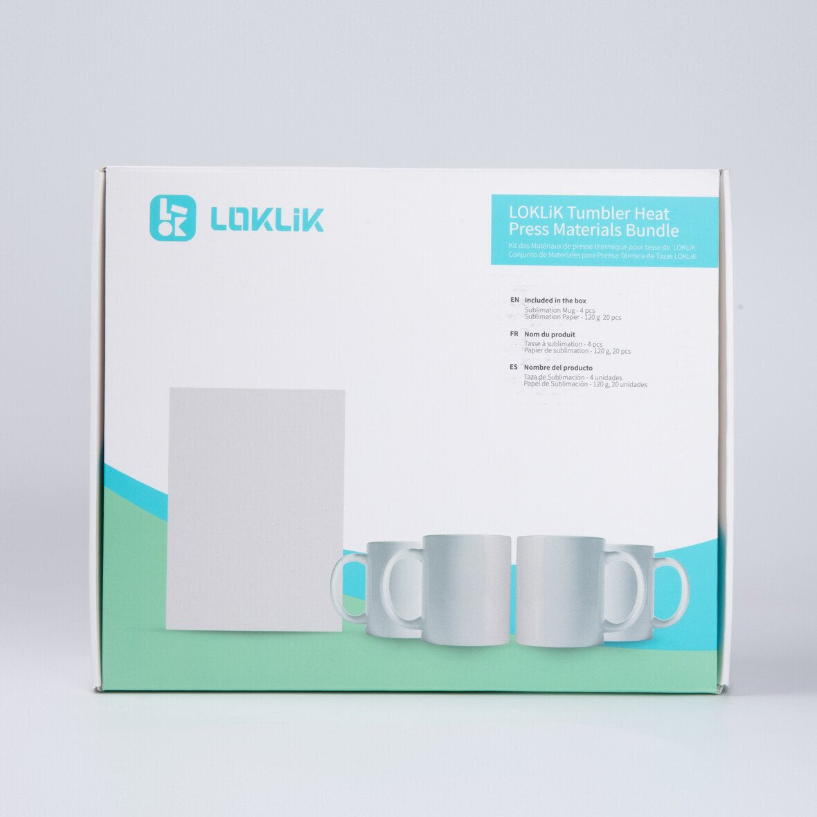 LOKLiK Becher – 4er Set, 325 ml, Keramik, Weiss