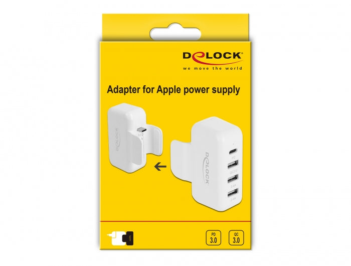 Delock USB-Desktop-Ladegerät 60 W – USB-C×1, USB-A×3 – PD 3.0 – für Apple Netzteil – weiss
