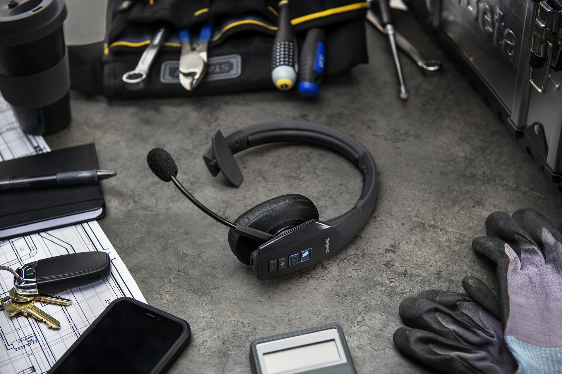 BlueParrott B450-XT Office-Headset – Over-Ear, Mono, BT 4.0, Schwarz