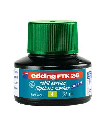 Edding FTK25 Nachfülltinte – Grün, 1 Stk., Cap-Off – für edding e-380, e-383 und EcoLine e-31/e-32